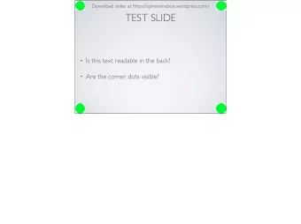 TEST SLIDE  Is this text readable in the back?  Are the corner dots visible?  ITERATING