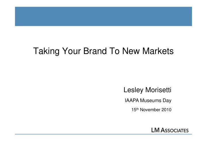 taking your brand to new markets