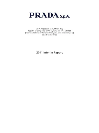 S.p.A.  Via A. Fogazzaro n. 28, Milan, Italy  Registry of Companies of Milan, Italy: No.