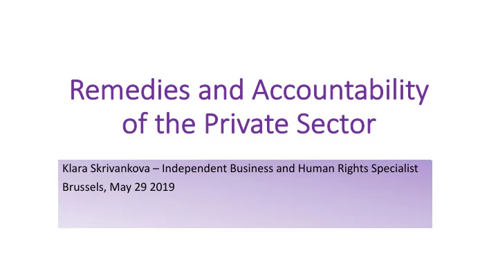 remedies and acc ccountability of the private sect ctor