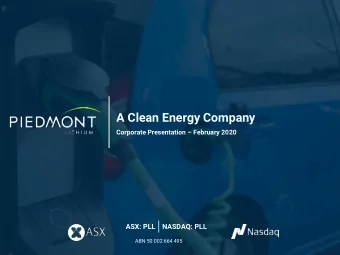 A Clean Energy Company Corporate Presentation  February 2020  ASX: PLL  NASDAQ: PLL  ABN 50 002