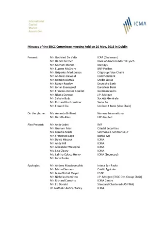 Minutes of the ERCC Committee meeting held on 20 May, 2016 in Dublin  Present:  Mr. Godfried De