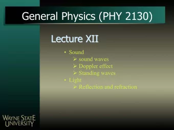 General Physics (PHY 2130)  Lecture XII  Lecture XII   Sound  sound waves  Doppler effect