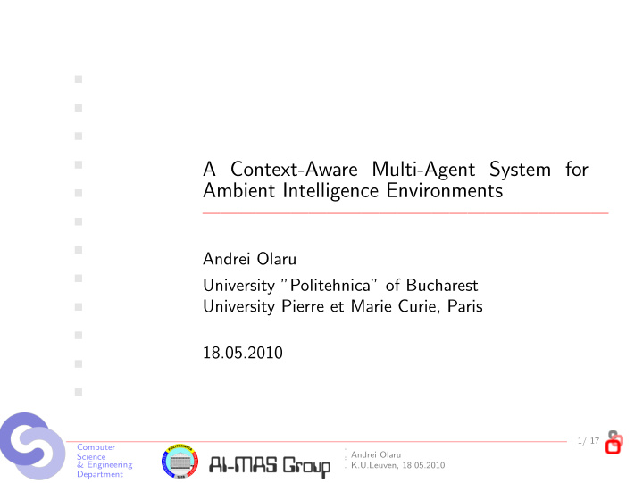 a context aware multi agent system for ambient
