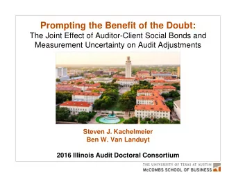 Prompting the Benefit of the Doubt:  The Joint Effect of Auditor-Client Social Bonds and