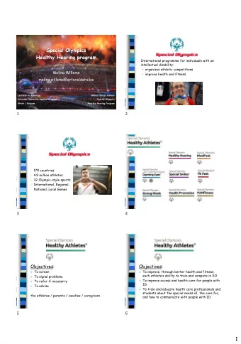 1  PREVALENCE DATA  Special Olympics Europe Eurasia (SOEE):  15.363 athletes with ID