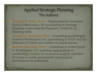 Timothy M. Nolan, Ph.D.  Organizational consultant  based in Milwaukee, WI specializing in