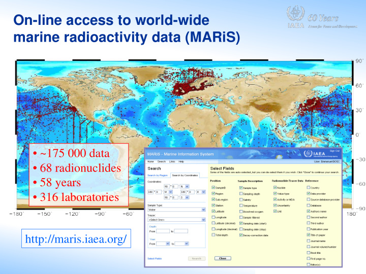 on line access to world wide marine radioactivity data