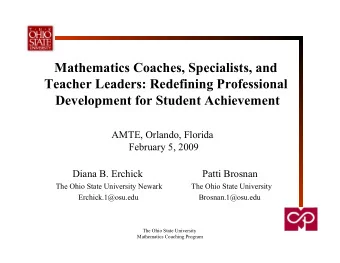 Mathematics Coaches, Specialists, and  Teacher Leaders: Redefining Professional  Development for