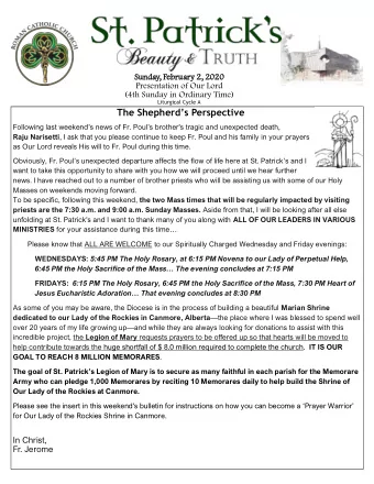 The Shepherd  s Perspective Following last weekend  s news of Fr. Poul  s brother's tragic