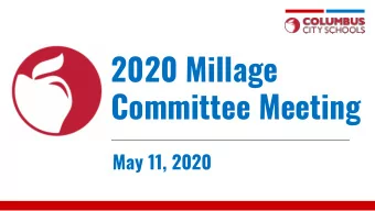 2020 Millage  Committee Meeting  May 11, 2020  Millage Committee Meeting Recap  Topics Discussed: