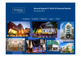 Second Quarter FY 2018/19 Financial Results  29 January 2019  Singapore  Australia