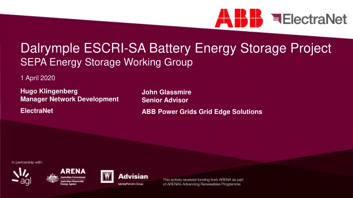 dalrymple escri sa battery energy storage project