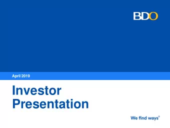 Presentation  Presentation Outline  I.  Overview  II.  Financial Highlights  III.  Ownership, Board