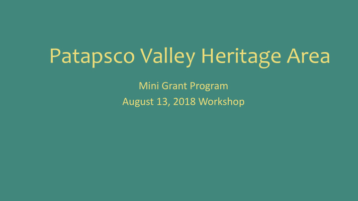 patapsco valley heritage area