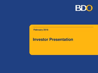 Investor Presentation  Presentation Outline  I.  Overview  II.  Financial Highlights  III.