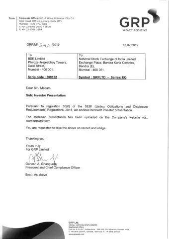 GRP Kirol Road, Off L.B.S. Marg, Kurla (W) - 400 070, India  Mumbai T: +91 22 6708 2600 / 2500 F: