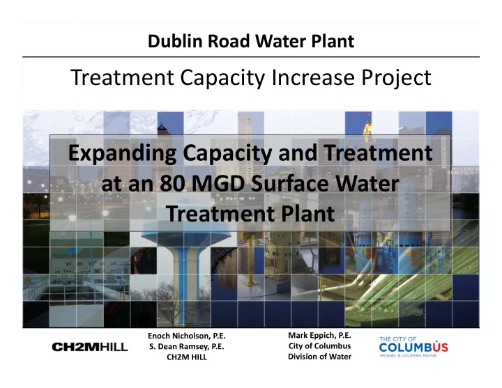 expanding capacity and treatment at an 80 mgd surface