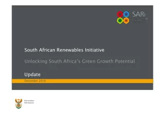 South African Renewables Initiative  Unlocking South Africas Green Growth Potential  Update