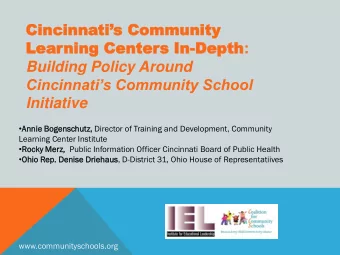 Learning  Lear  ning Center  Centers  s In  In-Depth Depth :  Building Policy Around