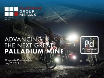 Corporate Presentation  July 7, 2019 PLATINUM GROUP METALS  | WATERBERG PGM PROJECT  DISCLOSURE