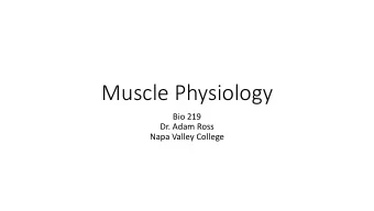 Muscle Physiology  Bio 219  Dr. Adam Ross  Napa Valley College  Muscle tissue  Muscle is an