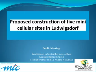 Public Meeting:  Wednesday, 19 September 2012 , 18h00  Eastside Baptist Church  c/o Hebenstreit and