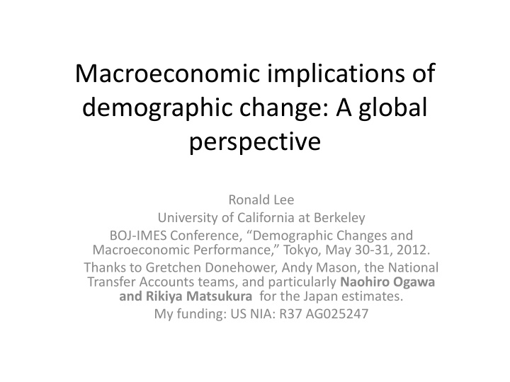 macroeconomic implications of demographic change a global