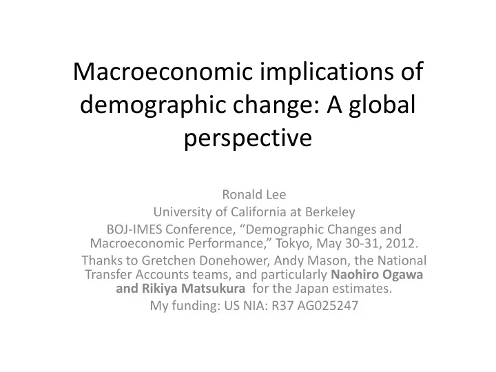 macroeconomic implications of demographic change a global