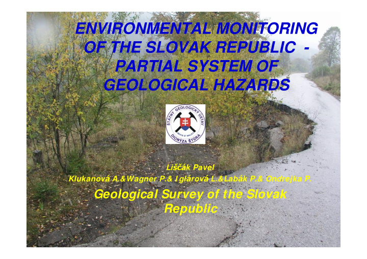 environmental monitoring of the slovak republic partial