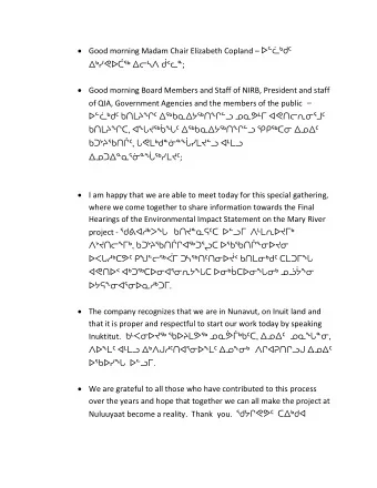 Good morning Madam Chair Elizabeth Copland