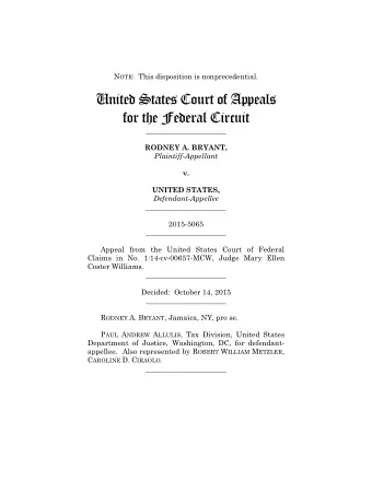 United States Court of Appeals  for the Federal Circuit  ______________________ RODNEY A. BRYANT,