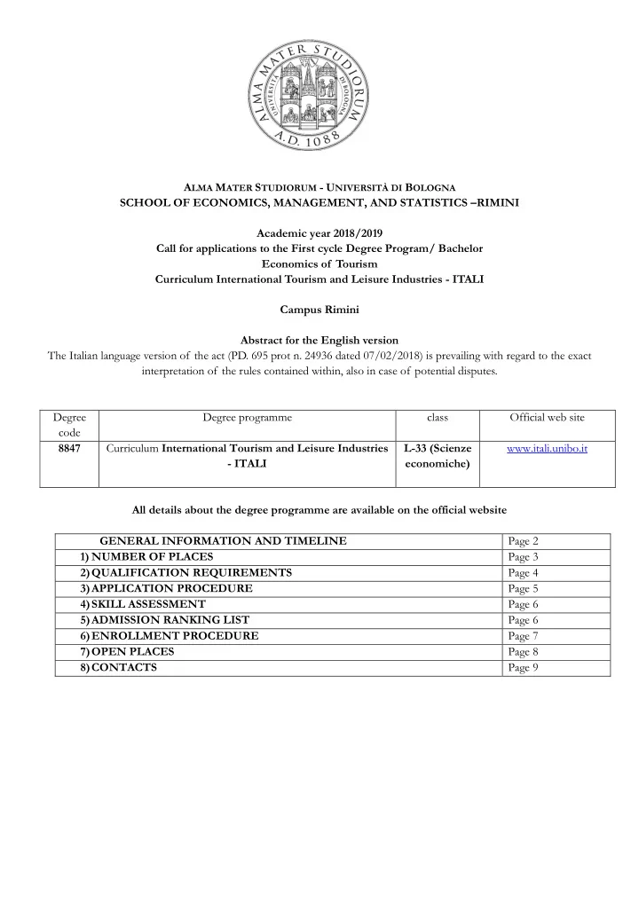 a lma m ater s tudiorum u niversit di b ologna school of