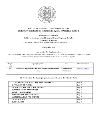 A LMA M ATER S TUDIORUM - U NIVERSIT DI B OLOGNA SCHOOL OF ECONOMICS, MANAGEMENT, AND STATISTICS