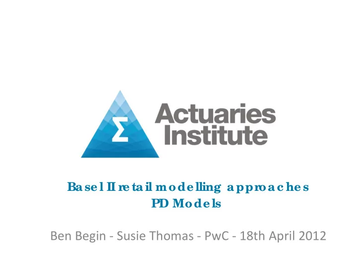 ben begin susie thomas pwc 18th april 2012