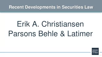 Erik A. Christiansen  Parsons Behle &amp; Latimer  1  Cornerstone Research Statistics 2019  Midyear
