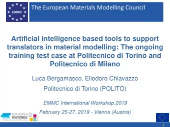 Artificial intelligence based tools to support  translators in material modelling: The ongoing