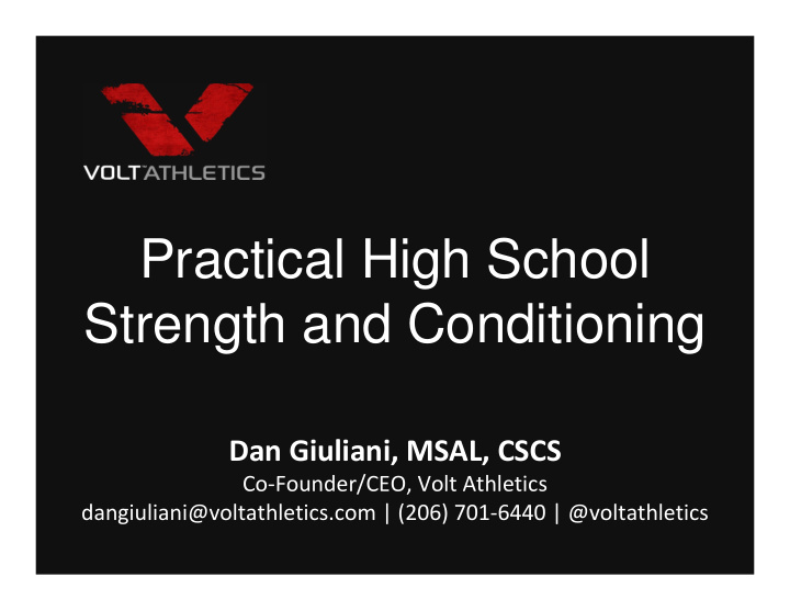 practical high school strength and conditioning