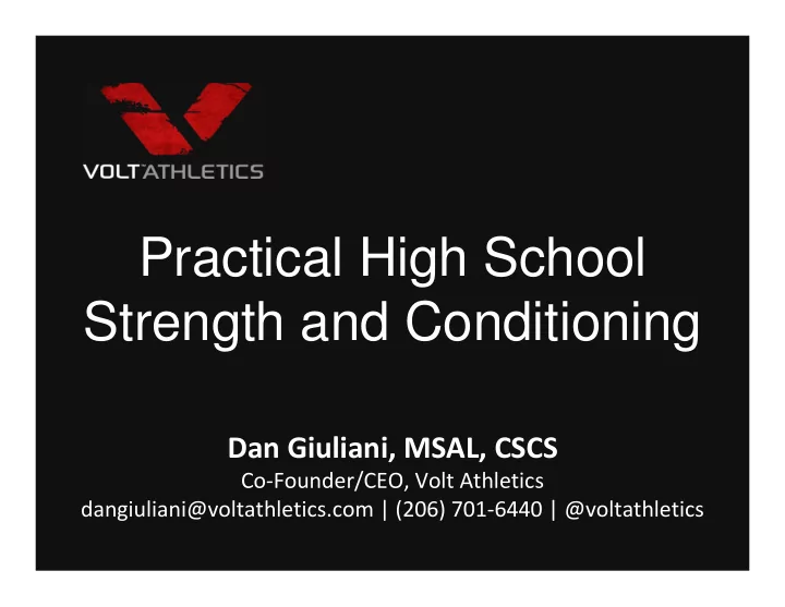practical high school strength and conditioning