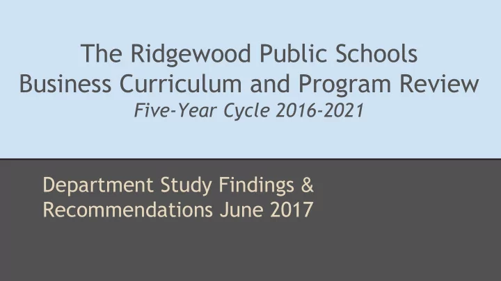 business curriculum and program review