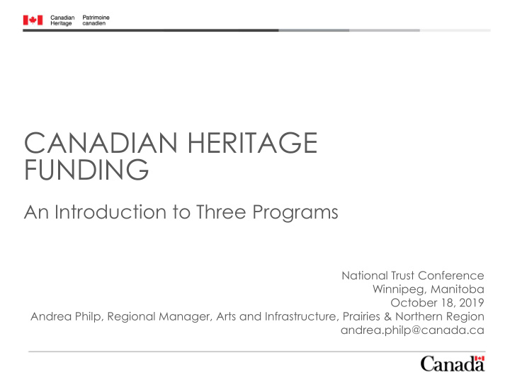 canadian heritage funding