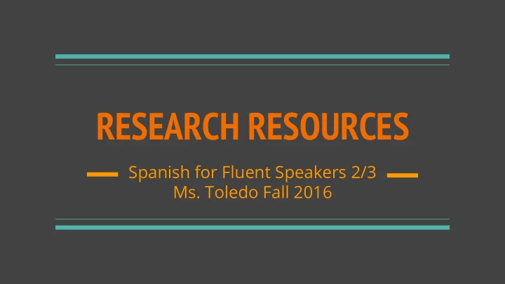 research resources