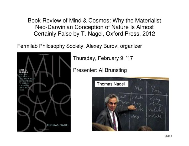 book review of mind cosmos why the materialist neo
