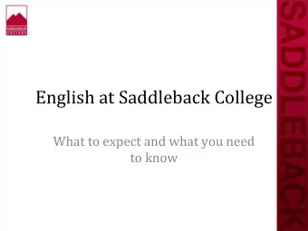 English at Saddleback College  What to expect and what you need  to know  Kristi Johnson  Point