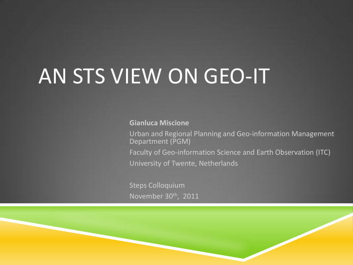 an sts view on geo it