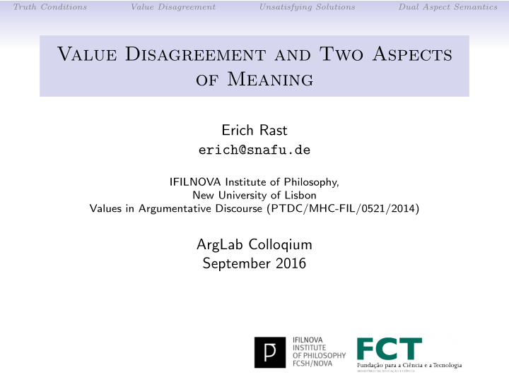 value disagreement and two aspects of meaning