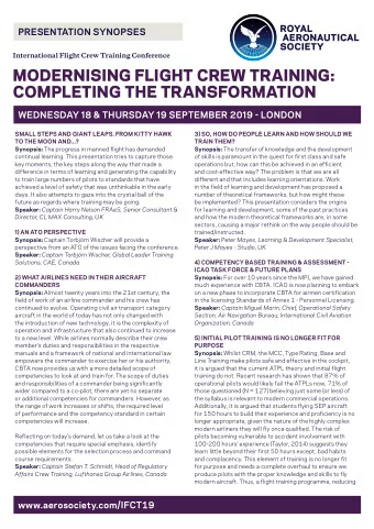 MODERNISING FLIGHT CREW TRAINING:  COMPLETING THE TRANSFORMATION  WEDNESDAY 18 &amp; THURSDAY 19