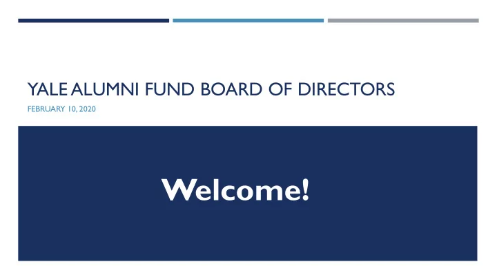 welcome