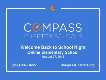 Welcome Back to School Night  Online Elementary School  August 27, 2018  (855) 937- 4227