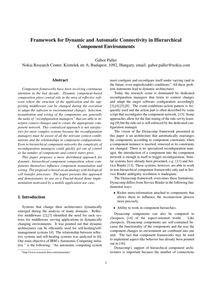 framework for dynamic and automatic connectivity in